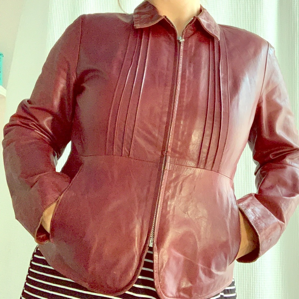 Banana Republic burgundy leather jacket (size 8)